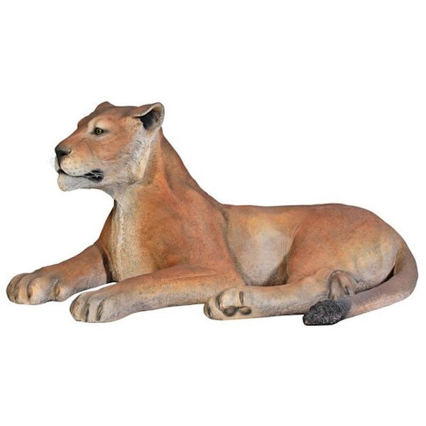 lioness life size sculpture laying down ferocious feline garden wild cat